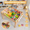 Kids multi-activity play table with storage, featuring building block space and removable tabletops for versatile use.