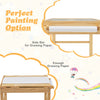 Kids multi-activity play table with storage, featuring a paper roll and reversible tabletops for creative activities.