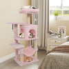 Multi-Level Cat Tower with 2-Door Condo and Padded Top Perch-Pink - Gallery View 1 of 11