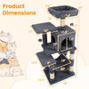 Multi-level cat tower in gray with 2-door condo, padded top perch, and sisal scratching posts for playful exploration.