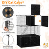 Multi-level cat tower in black with 2-door condo, hammock, and climbing platforms for exploration and relaxation.