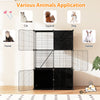 Multi-level cat tower in black with 2-door condo, hammock, and sisal scratching posts for playful relaxation.
