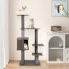 Multi-level cat tree with a cozy top perch, gray color, and spacious condo for indoor cats, perfect for climbing and.