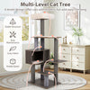 Multi-level cat tree with cozy top perch, spacious condo, and sturdy scratching posts for indoor cats, gray color.