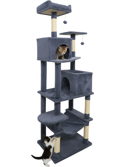 Costway Multi-Level Cat Tree Tower w/ Upholstered Perch & 2 Condos 32740528 New