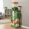 Multi-level Cat Tree Modern Cat Tower with Upholstered Perch and 2 Cat Condo-Green - Gallery View 1 of 11