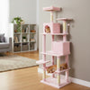 Multi-level Cat Tree Modern Cat Tower with Upholstered Perch and 2 Cat Condo-Pink - Gallery View 1 of 11