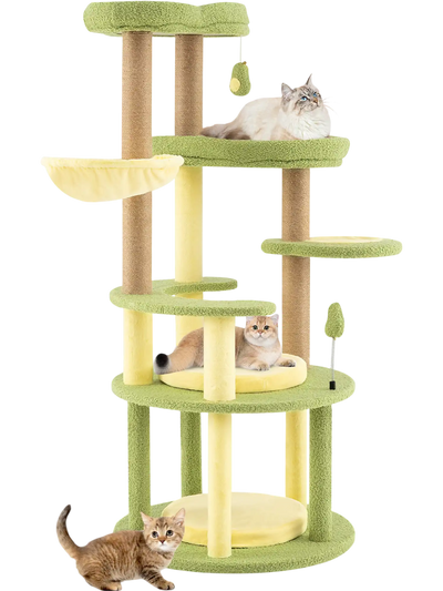 Costway Multi-Level Avocado Cat Tree Tower Wide Perch Rotatable Basket 567329148 New