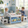 Multi-purpose Activity Kids Table and Chairs Set with Double-sided Tabletop-Blue - Gallery View 1 of 11