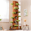 Multifunctional 90.5-inch tall cat tree in brown with private condos, plush cushions, and multiple jumping platforms.