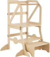 Multifunctional Kids Kitchen Step Stool with Removable Safety Bar and Fixing Buckles