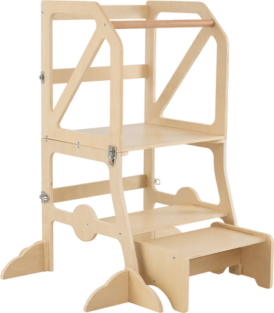 Costway Multifunctional Kids Kitchen Step Stool with Removable Safety Bar 55087215 New