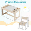Multifunctional kids table with chalkboard and two chairs, featuring storage compartments and rounded corners for.