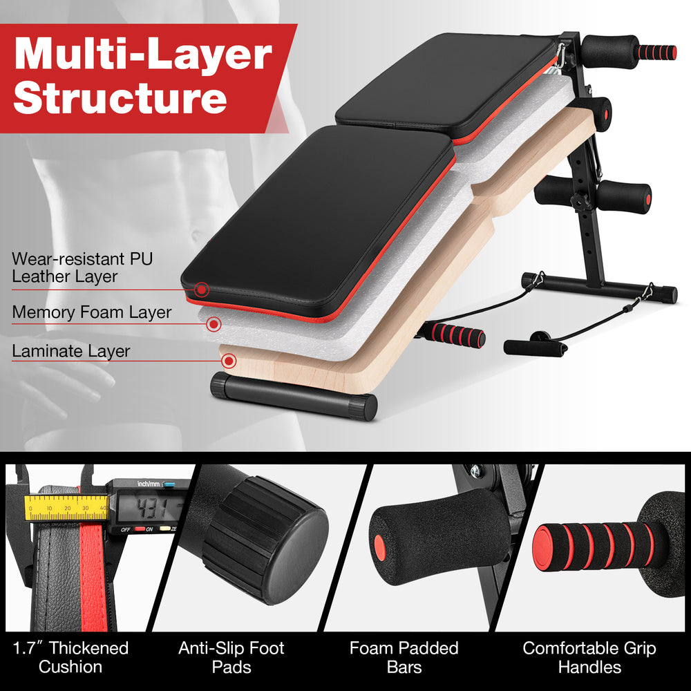 Multifunctional sit-up bench with adjustable positions, thickened cushion, and durable metal construction for versatile.