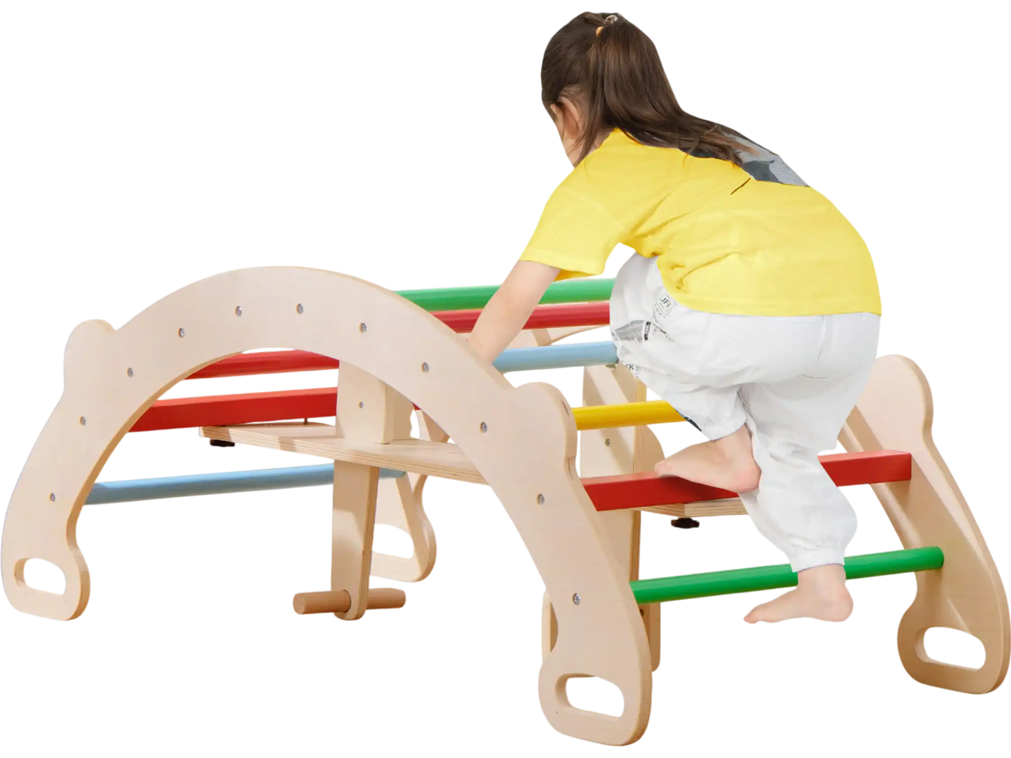 Costway 4-in-1 Wooden Climbing Toys Rocker Crawling Tunnel Multicolor 52643789 New