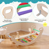 Multicolor 4-in-1 wooden climbing toy with smooth edges, colorful bars, and anti-rollover devices for safe play.