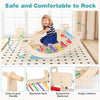 Multicolor 4-in-1 wooden climbing toy with supportive backrest, easy-to-grip handle, and 35° rocking angle for safety.
