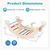 Dimensions of the 4-in-1 multifunctional wooden climbing toy, suitable for kids aged 1-5, with a weight capacity of 110.