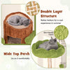 Multi-level cat tree featuring a wide top perch and double decker house for lounging and privacy, with sisal scratching.