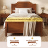 Solid wood platform bed frame in walnut with headboard, designed for stability and under-bed storage in twin size.