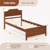 Twin size solid wood platform bed frame in walnut with 17-inch height for easy under-bed storage and stability.