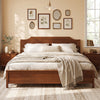 Multiple Size Solid Wood Platform Bed Frame with Headboard in Walnut-King Size - Gallery View 1 of 11