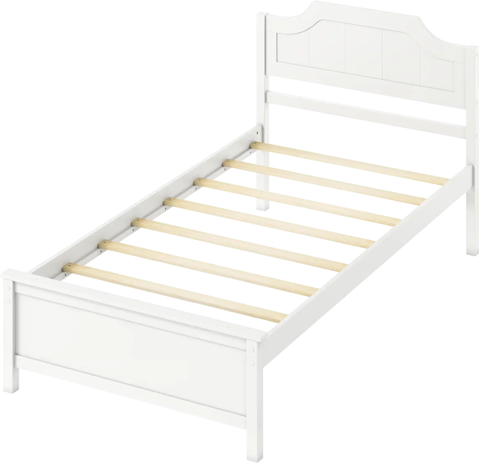Costway Solid Wood Platform Bed Frame with Headboard White 26390673 New