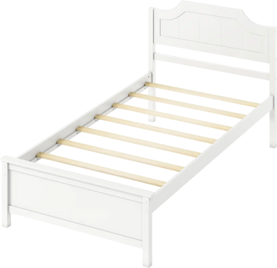 Costway Solid Wood Platform Bed Frame with Headboard White 26390673 New