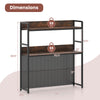 Multipurpose 2-tier desktop bookshelf in rustic brown with pegboard, designed for monitors up to 32 inches, dimensions.