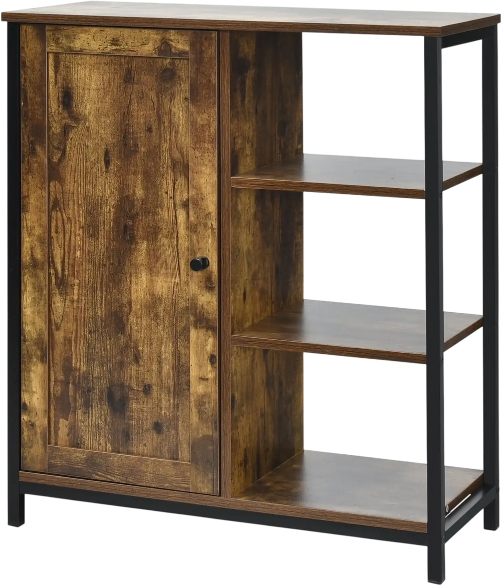 Multipurpose Freestanding Storage Cabinet with 3 Open Shelves and Doors