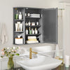 Multipurpose Mount Wall Surface Bathroom Storage Cabinet with Mirror-Gray - Gallery View 1 of 12