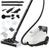Multipurpose steam cleaner with angled jet nozzle and round brushes, ideal for cleaning corners and tough stains.
