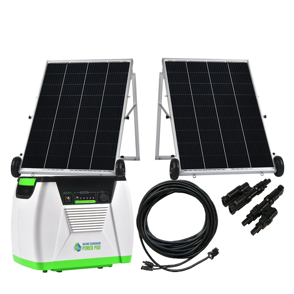 Nature's Generator 240W 1200Wh Power Pod With Two 100W Solar Panel Bundle Add On For HKNGGN New