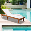 Costway Chaise Lounge Chair Outdoor Wood 5 Position Adjustable Back New