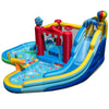 Inflatable water park featuring a slide, splash pool, and water cannon for summer fun at birthday parties and.