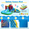 Inflatable water park with slide, splash pool, and water cannon made from tear-proof 420D Oxford fabric for safe summer.