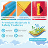 Inflatable water slide park features heightened handrails, double stitching, and easy-to-grip handles for safe play.