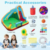 Inflatable Water Slide Park with long slide, splash pool, climbing wall, and accessories for outdoor fun and safety.