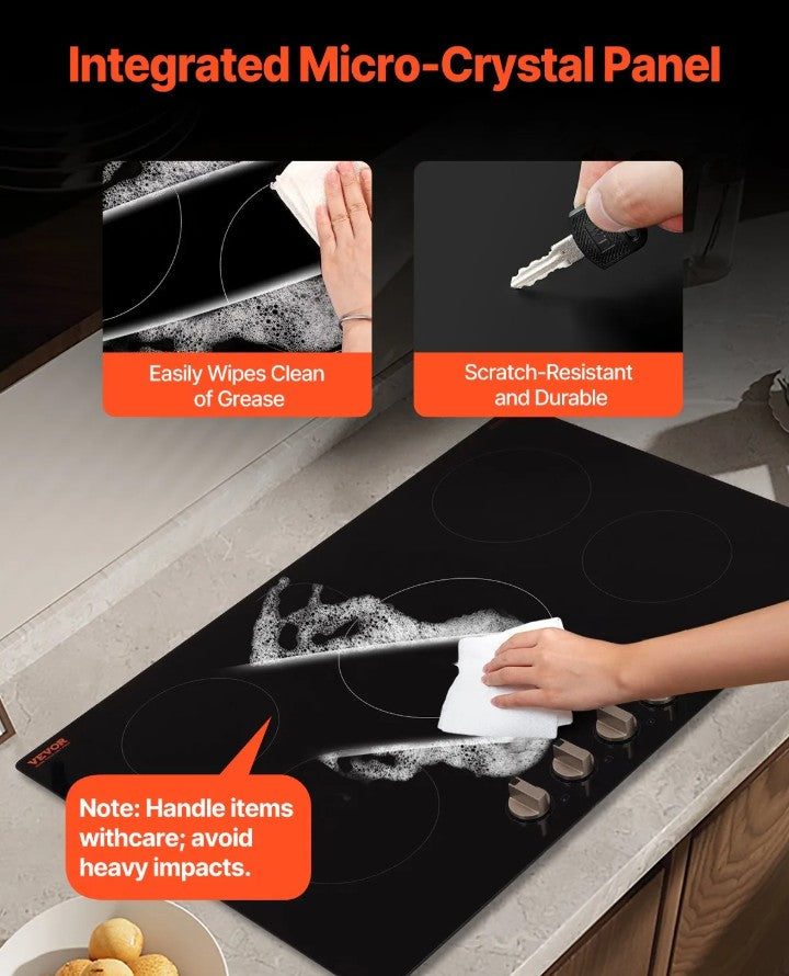 Vevor Built-In Electric Induction Cooktop 5-Burner 9200W Multi-Zone with Safety Features New
