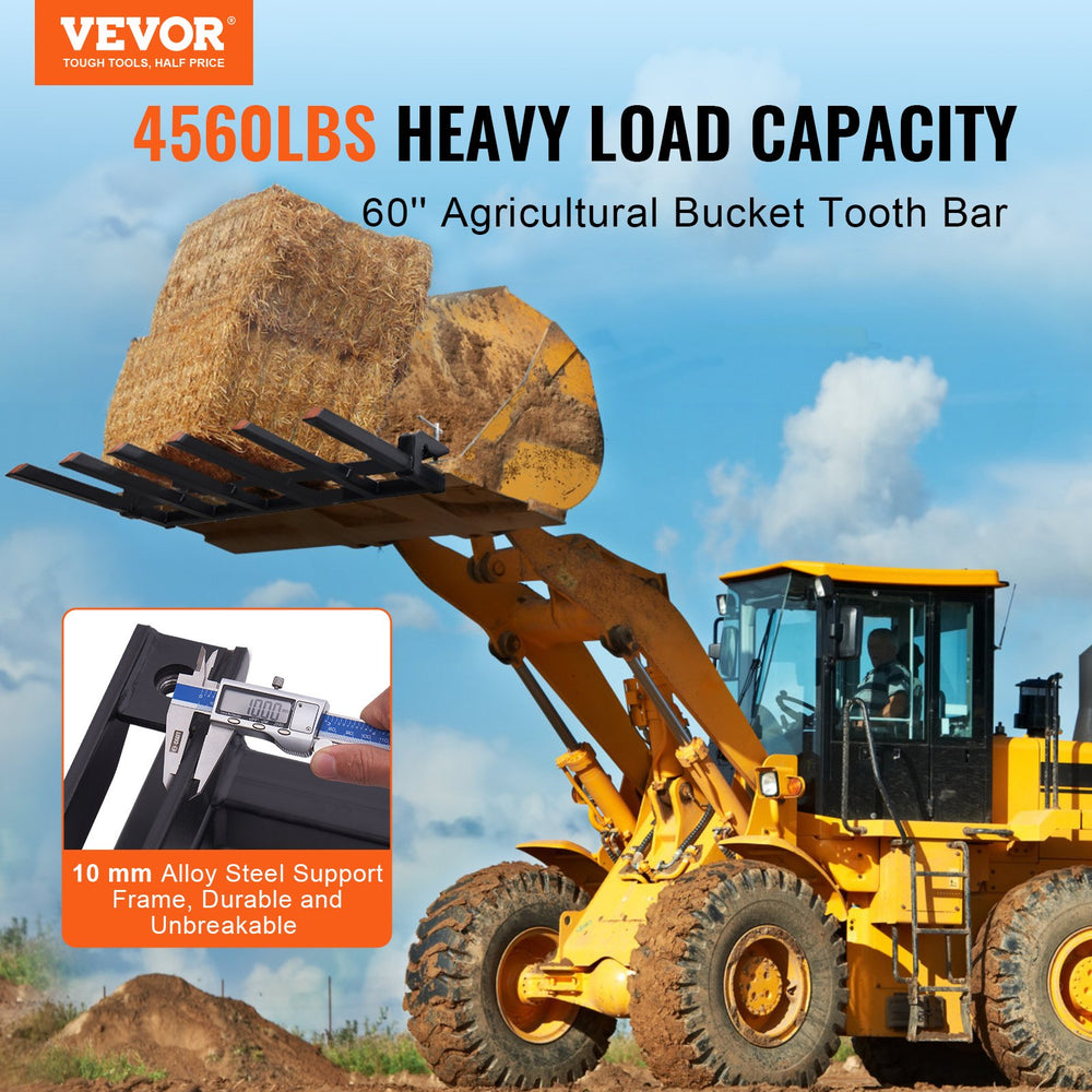 Vevor Clamp-On Debris Forks Attachment for 60" Bucket 4560 Lbs. Capacity Heavy Duty New