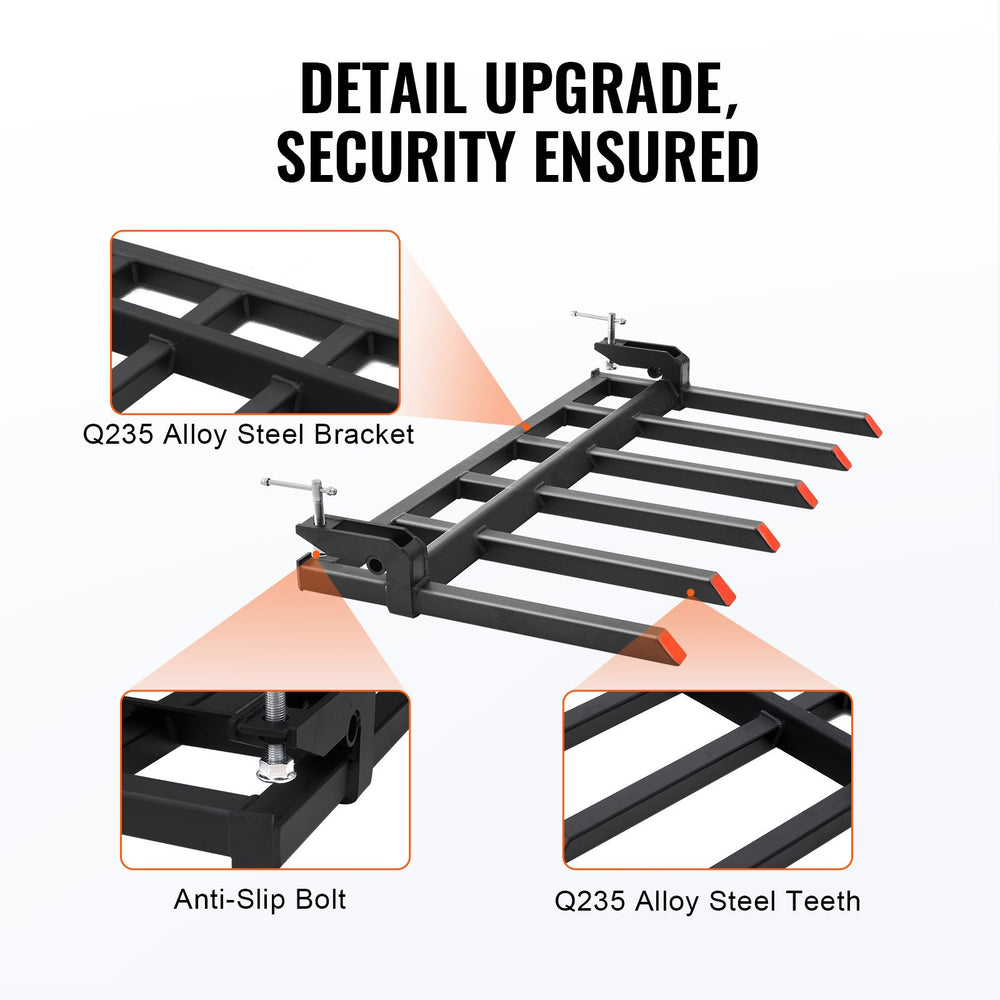 Vevor Clamp-On Debris Forks Attachment for 60" Bucket 4560 Lbs. Capacity Heavy Duty New