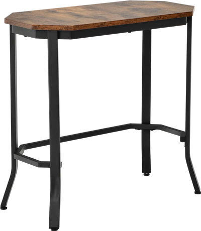 Costway Narrow End Side Table Rustic Wood Grain Steel Frame 27149508 New