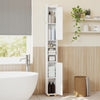 Narrow Bathroom Storage Cabinet with Open Shelves and Toilet Paper Holder-White - Gallery View 1 of 11