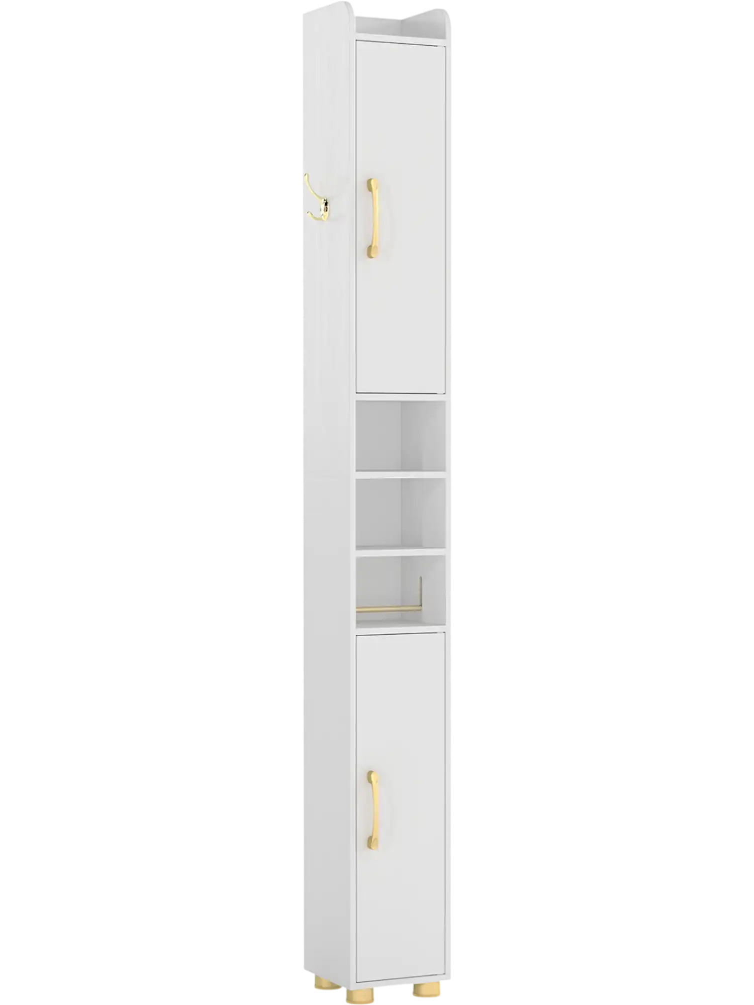 Costway Narrow Bathroom Storage Cabinet Open Shelves Toilet Paper Holder 62368397 New