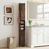Narrow Bathroom Storage Cabinet with Open Shelves and Toilet Paper Holder-Rustic Brown - Gallery View 1 of 11