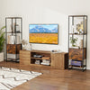 Narrow 5-tier bookcase in rustic brown showcasing 4 open shelves and a deep drawer, designed for efficient storage.