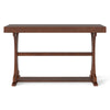 Narrow walnut console table with open storage shelf and vintage curved legs, ideal for entryways and living rooms.