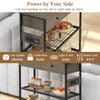 Narrow console table with 2 drawers, 2 shelves, and power strip featuring 2 AC outlets and 2 USB ports for versatile.