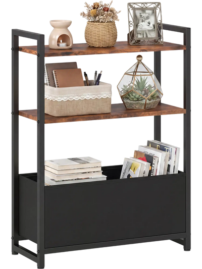 Costway Narrow End Table Storage Shelves Metal Frame 32659920 New