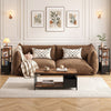 Narrow end table with a rustic brown finish features a slim design, metal frame, and 3-tier storage for versatile use.